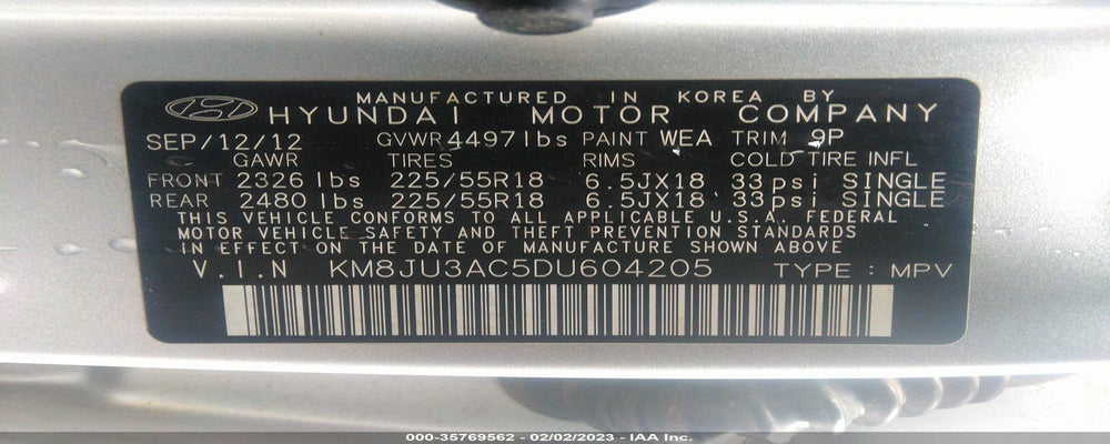 KM8JU3AC5DU604205 2013 HYUNDAI TUCSON photo no. 9