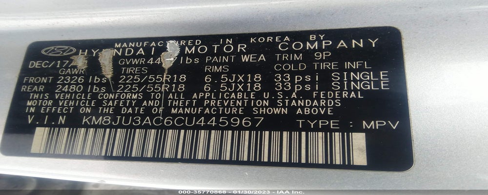 KM8JU3AC6CU445967 2012 HYUNDAI TUCSON photo no. 9