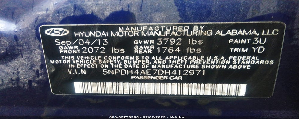 5NPDH4AE7DH412971 2013 HYUNDAI ELANTRA photo no. 9