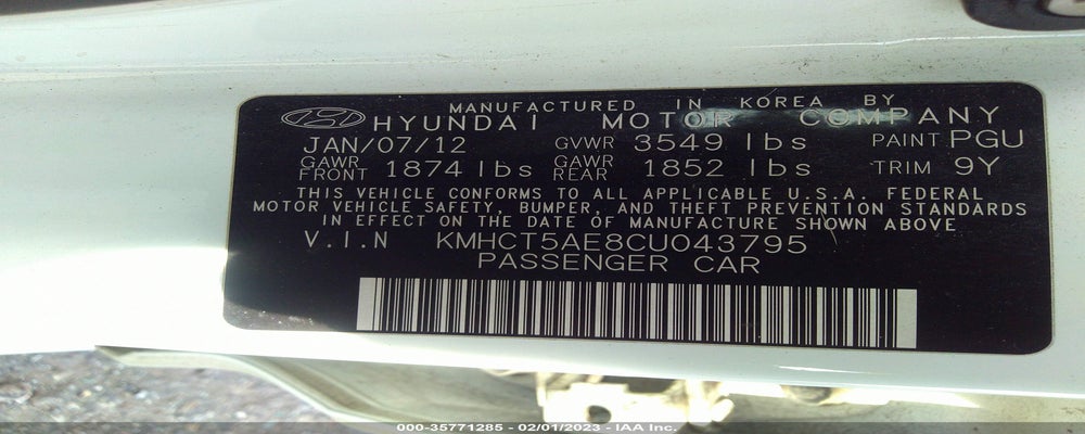 KMHCT5AE8CU043795 2012 HYUNDAI ACCENT photo no. 9