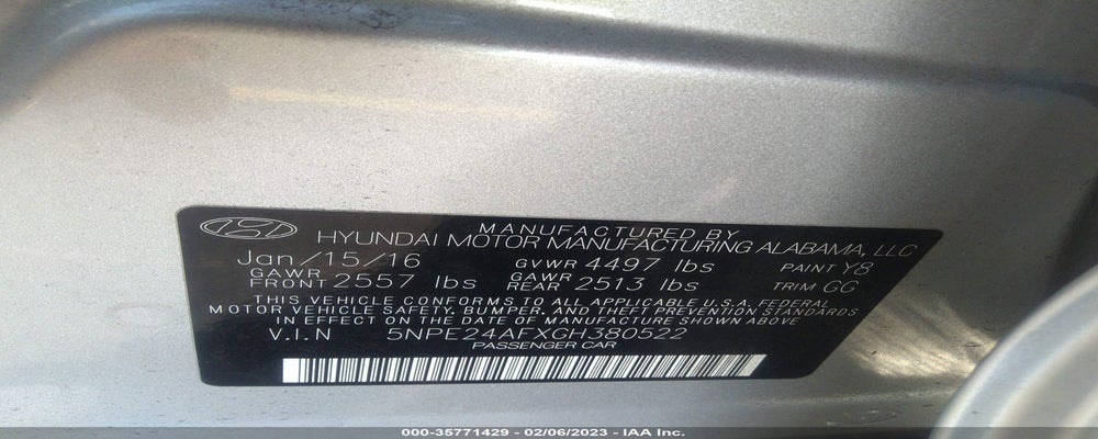 5NPE24AFXGH380522 2016 HYUNDAI SONATA photo no. 9