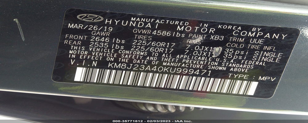 KM8J23A40KU999471 2019 HYUNDAI TUCSON photo no. 9