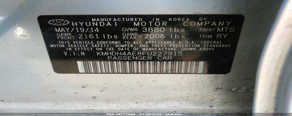 KMHDH4AE8FU227915 2015 HYUNDAI ELANTRA photo no. 9