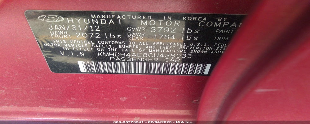 KMHDH4AE8CU438933 2012 HYUNDAI ELANTRA photo no. 9