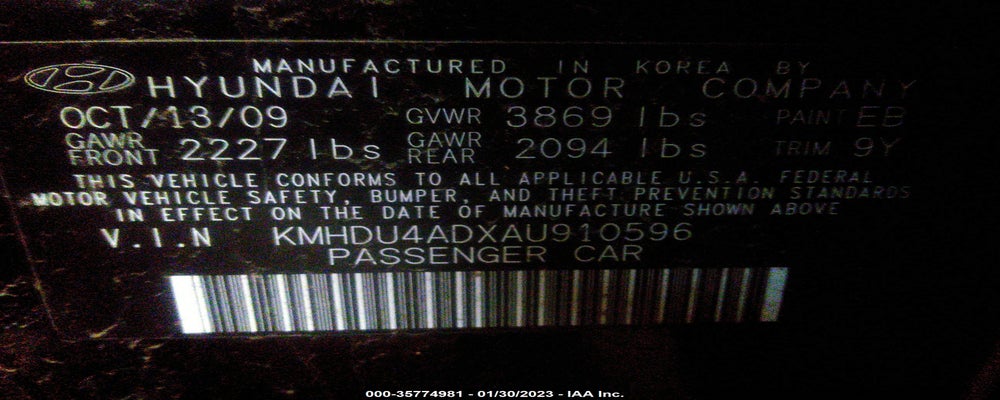 KMHDU4ADXAU910596 2010 HYUNDAI ELANTRA photo no. 9