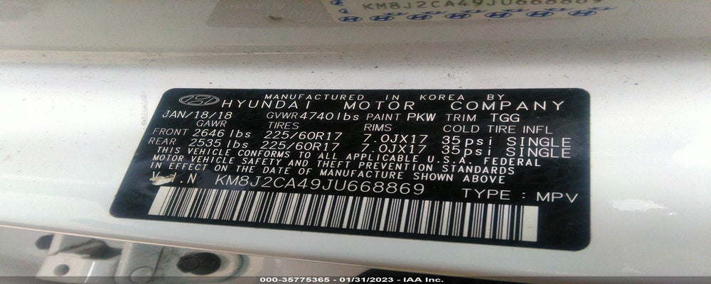 KM8J2CA49JU668869 2018 HYUNDAI TUCSON photo no. 9