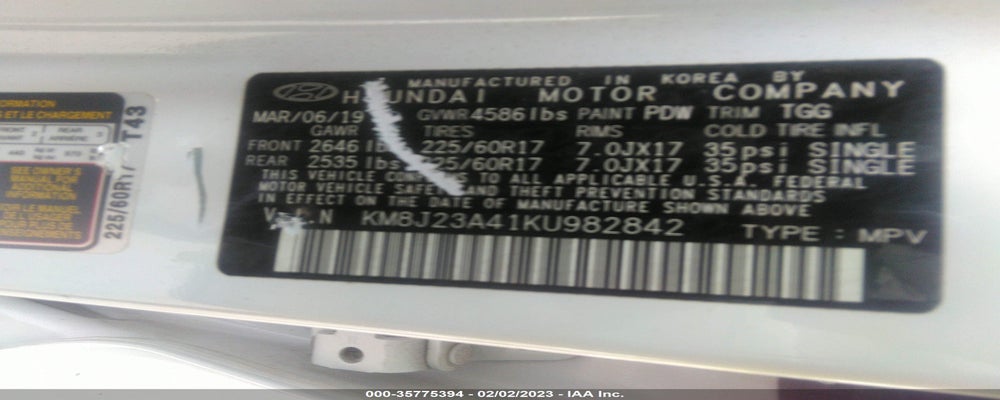 KM8J23A41KU982842 2019 HYUNDAI TUCSON photo no. 9