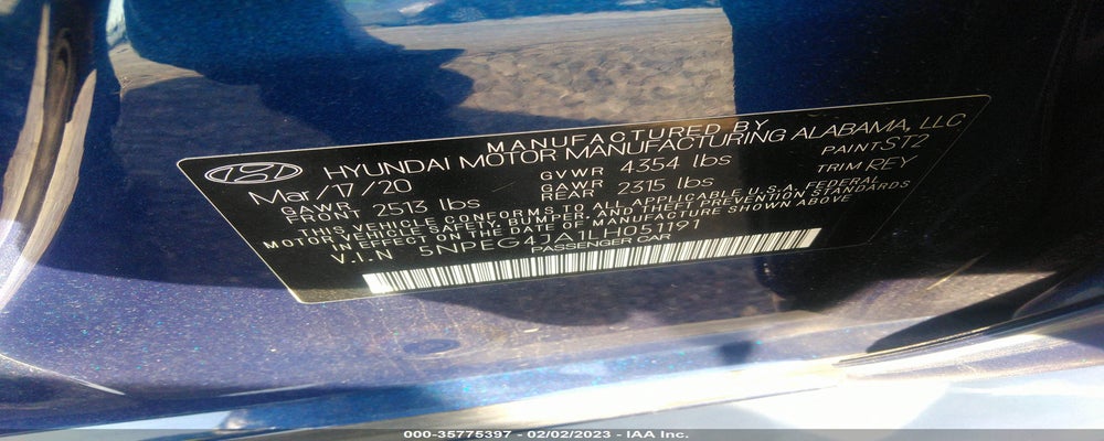 5NPEG4JA1LH051191 2020 HYUNDAI SONATA photo no. 9