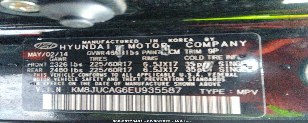 KM8JUCAG6EU935587 2014 HYUNDAI TUCSON photo no. 9