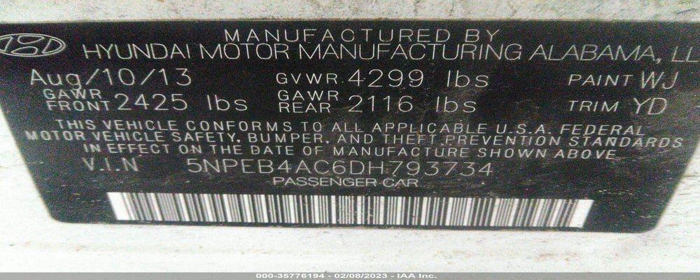 5NPEB4AC6DH793734 2013 HYUNDAI SONATA photo no. 9