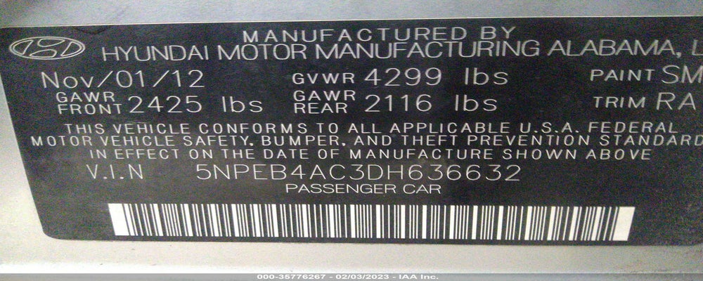 5NPEB4AC3DH636632 2013 HYUNDAI SONATA photo no. 9