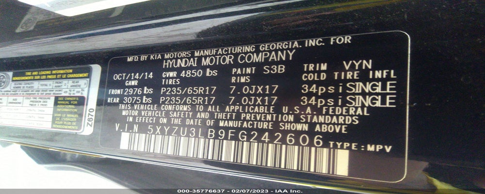 5XYZU3LB9FG242606 2015 HYUNDAI SANTA FE SPORT photo no. 9