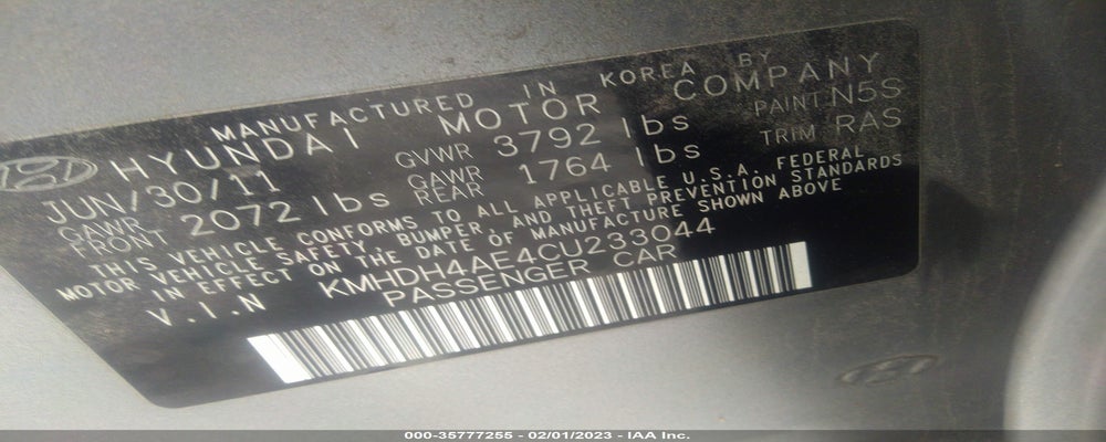 KMHDH4AE4CU233044 2012 HYUNDAI ELANTRA photo no. 9