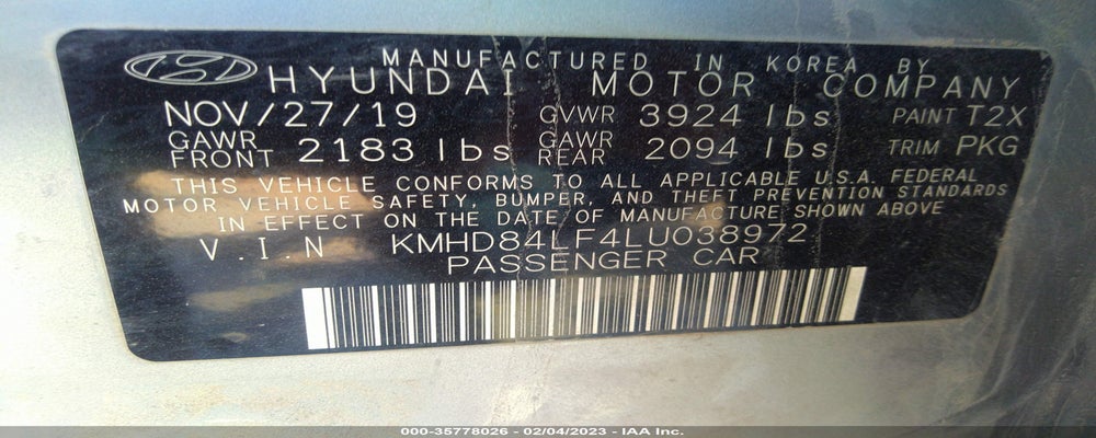 KMHD84LF4LU038972 2020 HYUNDAI ELANTRA photo no. 9