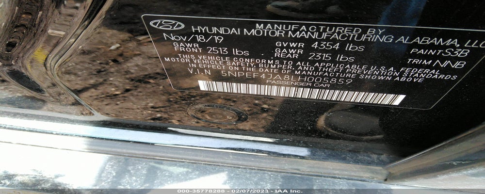 5NPEF4JA8LH005859 2020 HYUNDAI SONATA photo no. 9