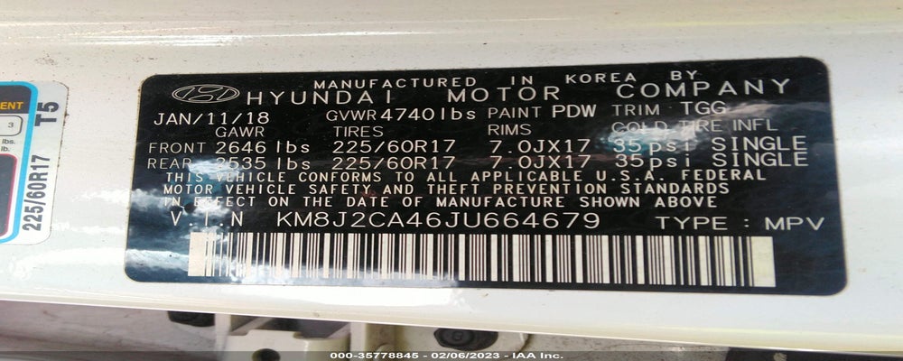 KM8J2CA46JU664679 2018 HYUNDAI TUCSON photo no. 9