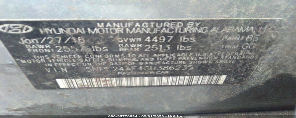 5NPE24AF4GH386235 2016 HYUNDAI SONATA photo no. 9