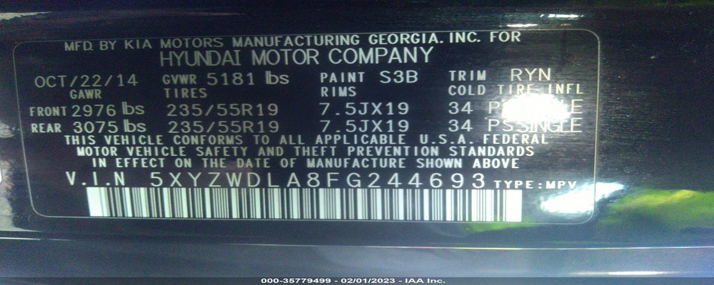 5XYZWDLA8FG244693 2015 HYUNDAI SANTA FE SPORT photo no. 9