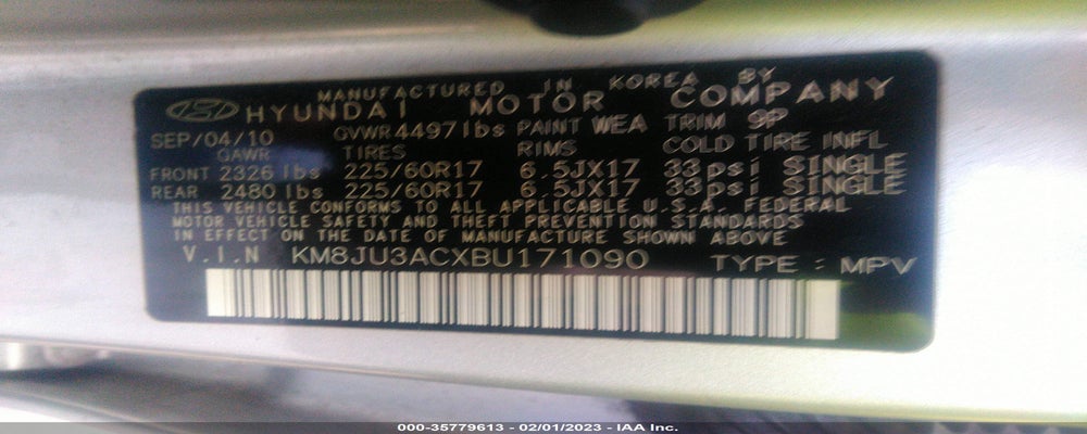 KM8JU3ACXBU171090 2011 HYUNDAI TUCSON photo no. 9