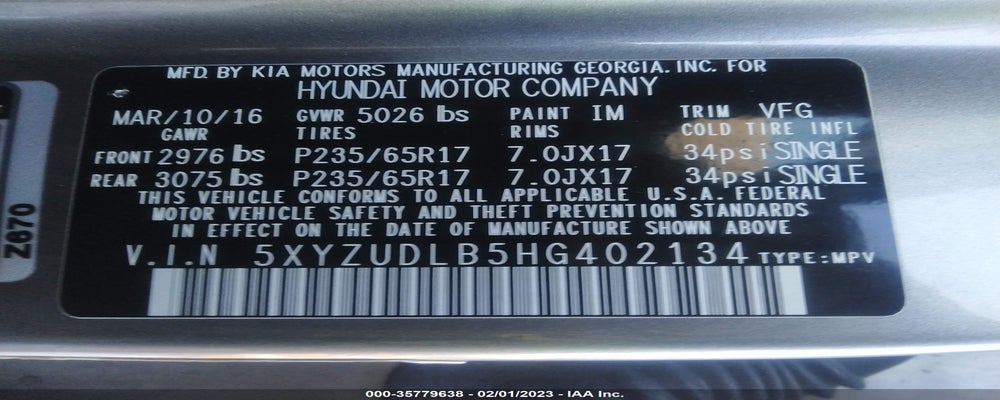 5XYZUDLB5HG402134 2017 HYUNDAI SANTA FE SPORT photo no. 9