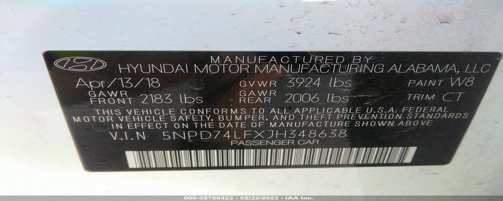 5NPD74LFXJH348638 2018 HYUNDAI ELANTRA photo no. 9