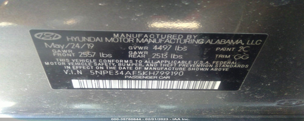 5NPE34AF5KH799190 2019 HYUNDAI SONATA photo no. 9