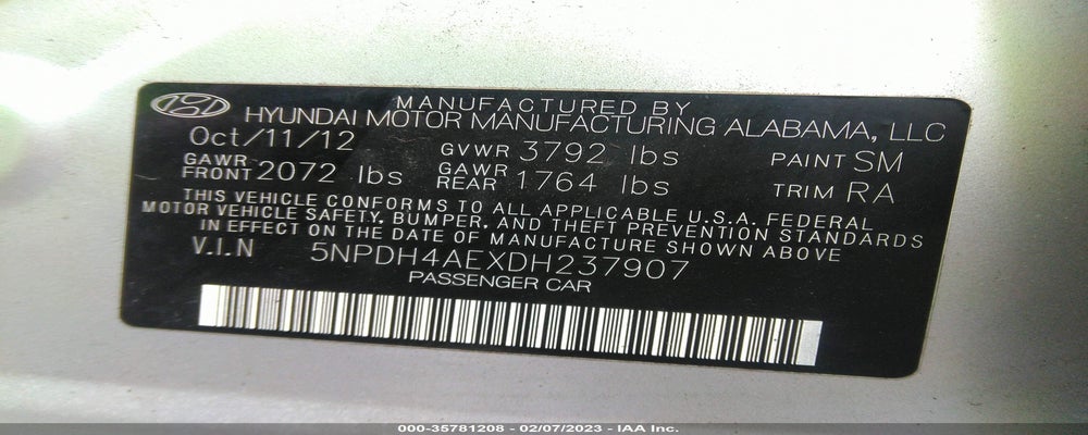 5NPDH4AEXDH237907 2013 HYUNDAI ELANTRA photo no. 9
