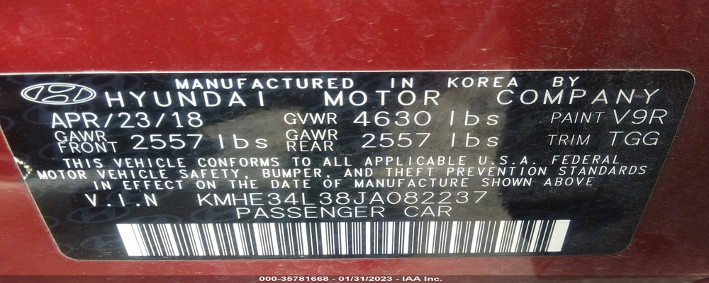KMHE34L38JA082237 2018 HYUNDAI SONATA HYBRID photo no. 9