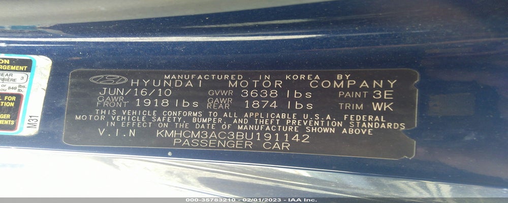 KMHCM3AC3BU191142 2011 HYUNDAI ACCENT photo no. 9