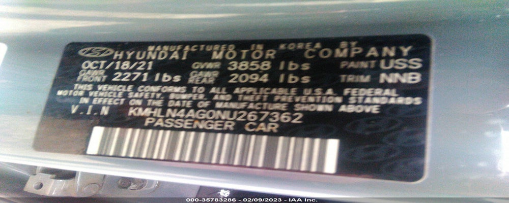 KMHLN4AG0NU267362 2022 HYUNDAI ELANTRA photo no. 9