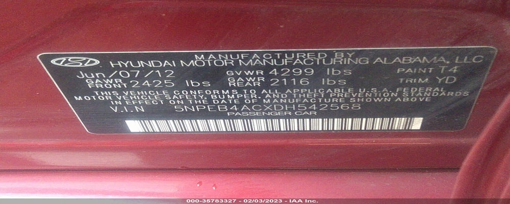 5NPEB4ACXDH542568 2013 HYUNDAI SONATA photo no. 9