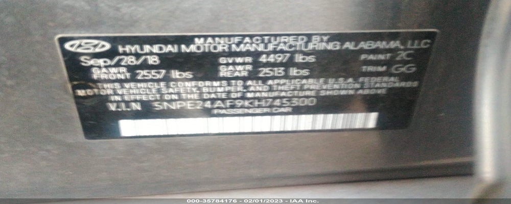 5NPE24AF9KH745300 2019 HYUNDAI SONATA photo no. 9