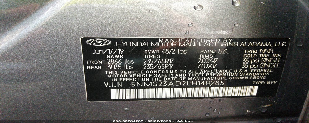 5NMS23AD2LH140285 2020 HYUNDAI SANTA FE photo no. 9