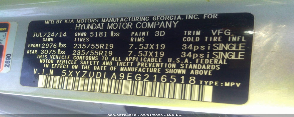 5XYZUDLA9EG216518 2014 HYUNDAI SANTA FE SPORT photo no. 9