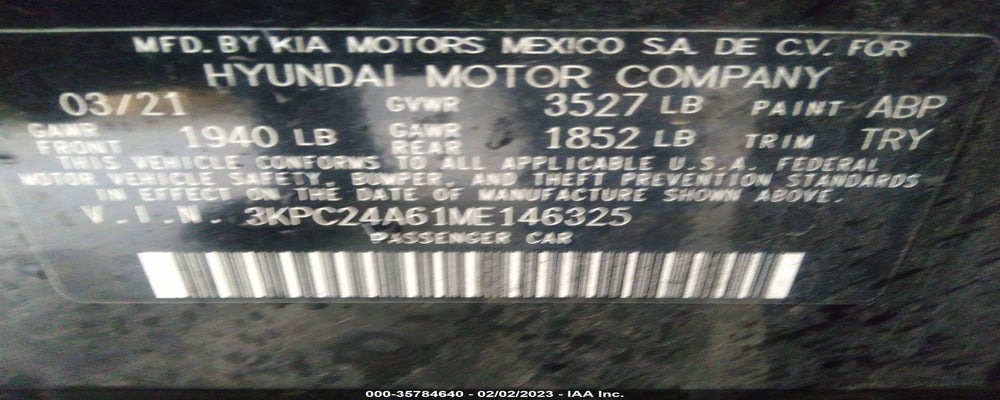 3KPC24A61ME146325 2021 HYUNDAI ACCENT photo no. 9