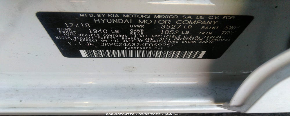 3KPC24A32KE069757 2019 HYUNDAI ACCENT photo no. 9