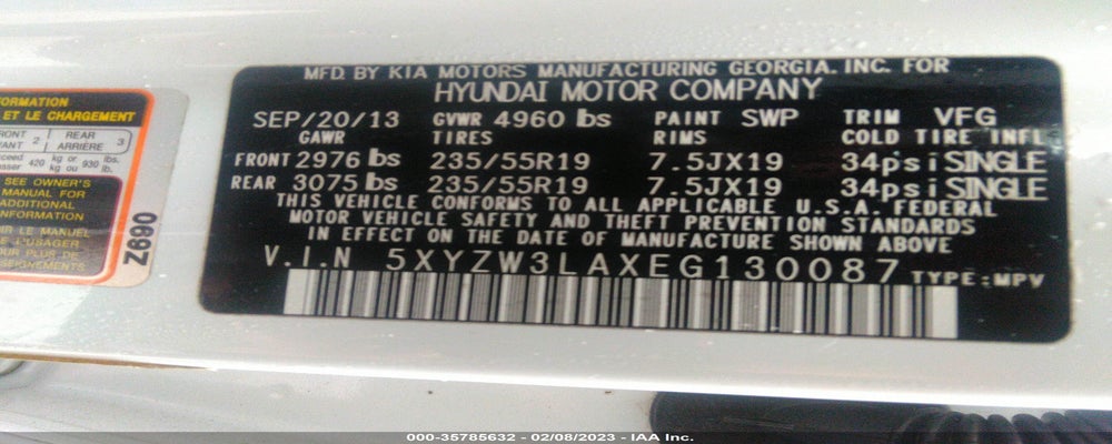 5XYZW3LAXEG130087 2014 HYUNDAI SANTA FE SPORT photo no. 9