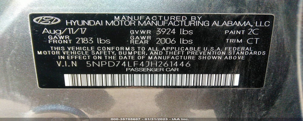 5NPD74LF4JH261446 2018 HYUNDAI ELANTRA photo no. 9