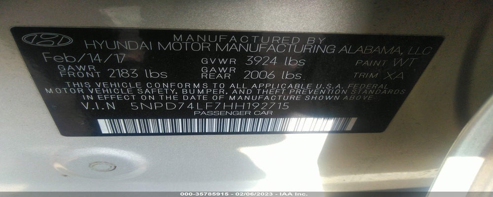 5NPD74LF7HH192715 2017 HYUNDAI ELANTRA photo no. 9