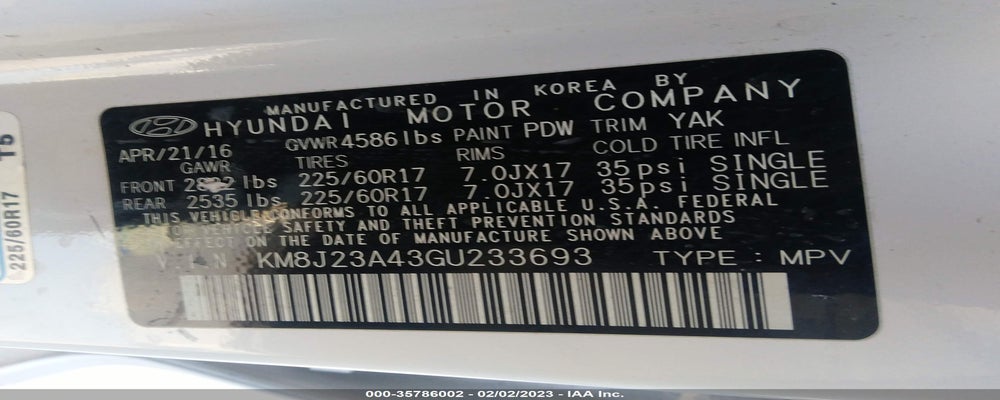 KM8J23A43GU233693 2016 HYUNDAI TUCSON photo no. 9