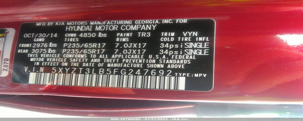 5XYZT3LB5FG247692 2015 HYUNDAI SANTA FE SPORT photo no. 9