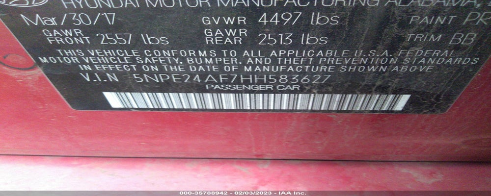 5NPE24AF7HH583627 2017 HYUNDAI SONATA photo no. 9