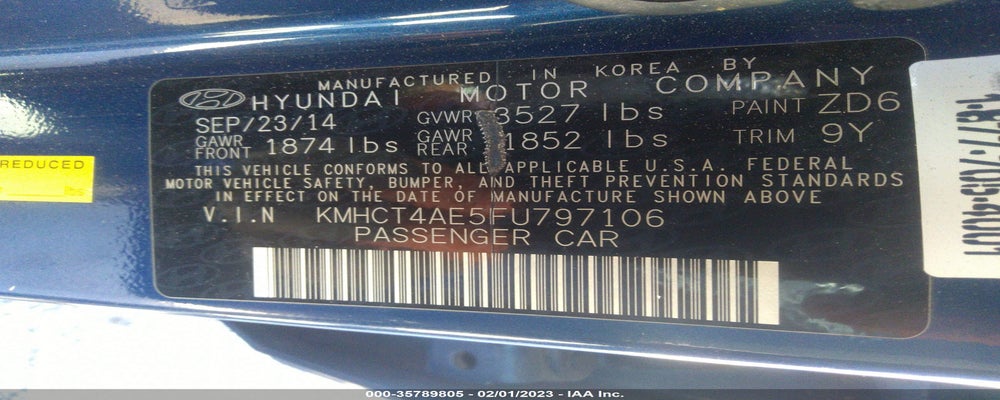 KMHCT4AE5FU797106 2015 HYUNDAI ACCENT photo no. 9
