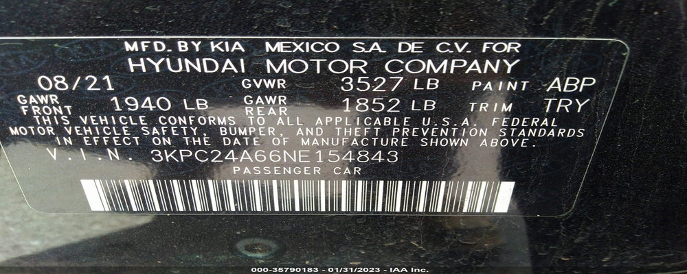 3KPC24A66NE154843 2022 HYUNDAI ACCENT photo no. 9