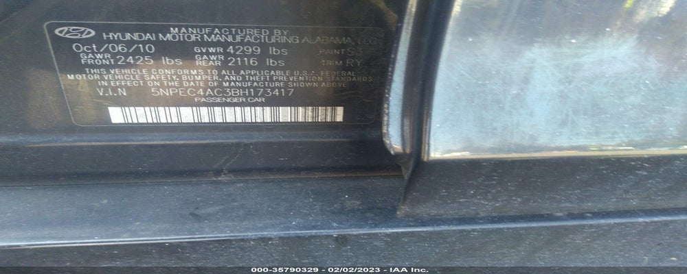 5NPEC4AC3BH173417 2011 HYUNDAI SONATA photo no. 9