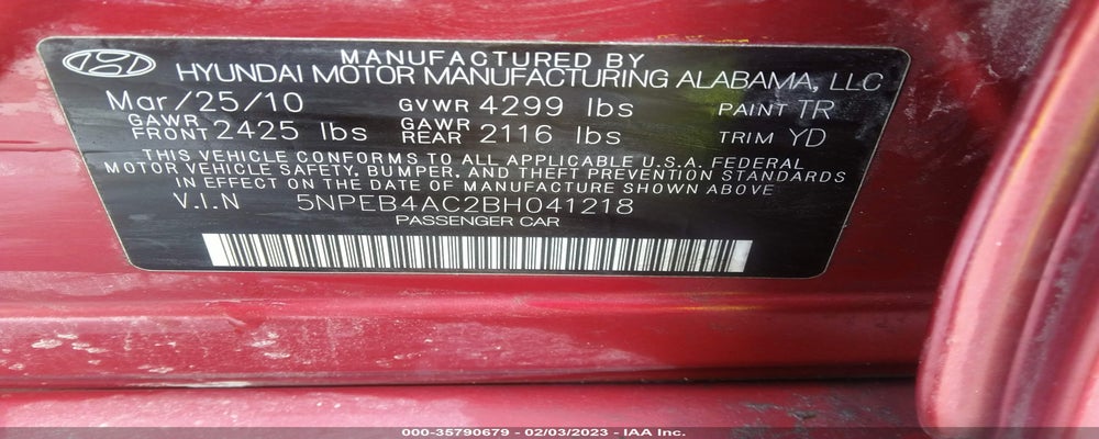 5NPEB4AC2BH041218 2011 HYUNDAI SONATA photo no. 9
