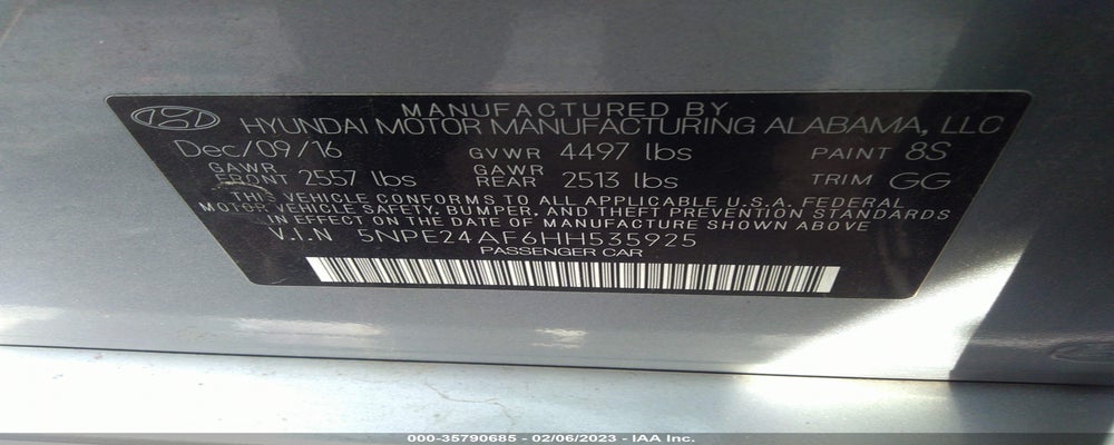 5NPE24AF6HH535925 2017 HYUNDAI SONATA photo no. 9