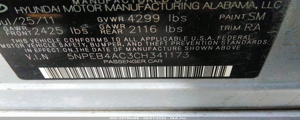 5NPEB4AC3CH341173 2012 HYUNDAI SONATA photo no. 9