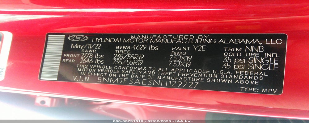 5NMJF3AE3NH129727 2022 HYUNDAI TUCSON photo no. 9