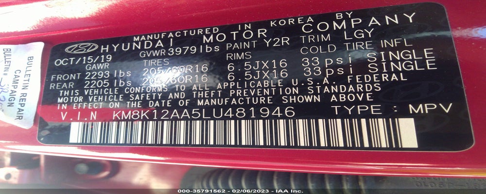 KM8K12AA5LU481946 2020 HYUNDAI KONA photo no. 9